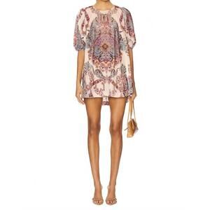 NEW FREE PEOPLE maye printed velvet tunic dress in tea combo